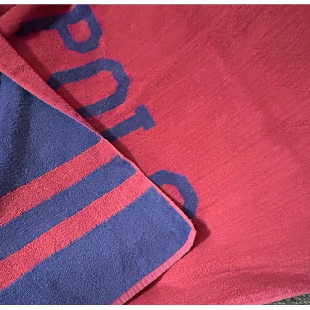 Vintage Polo Ralph Lauren Beach Towel Red Blue Spellout Large USA Cotton RARE